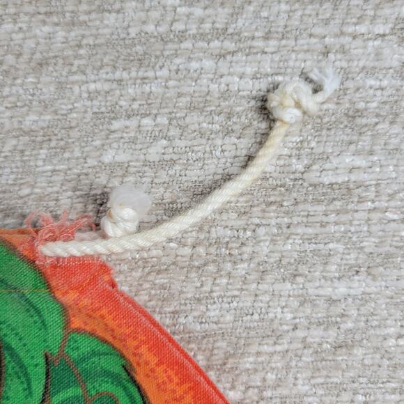 VTG Handmade Trick or Treat Bag Drawstring 15" Orange Black Cat Halloween Candy - Picture 11 of 14